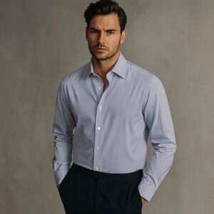 Lot of 2 Ted Baker Blue Dress Shirts Long Sleeve Size 16